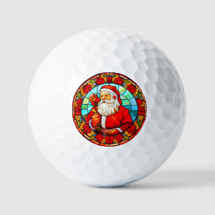 Stained Glass Santa Christmas Ornament-67680 Golf Balls