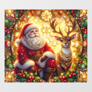 Stained Glass Santa Window Cling