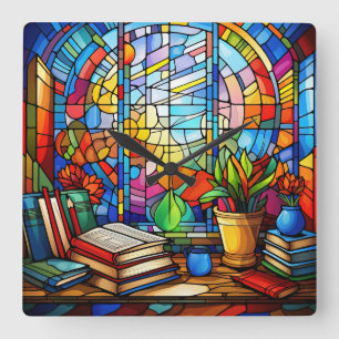 Stained Glass School Wall Clock