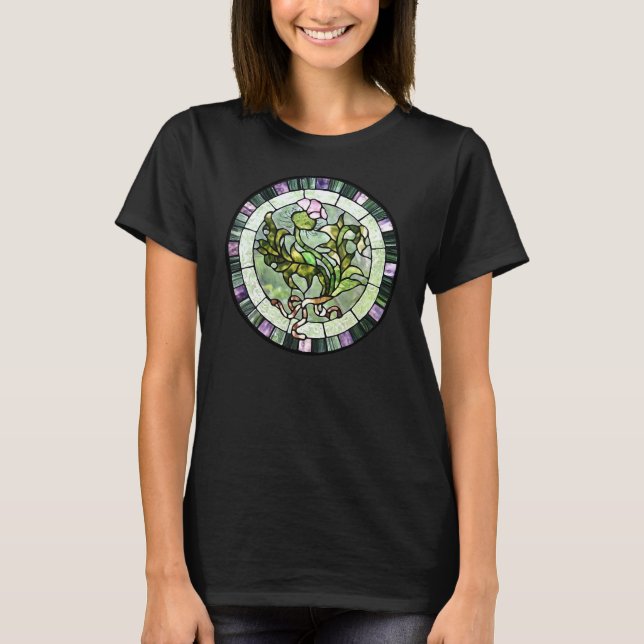 Stained glass scottish thistle T-Shirt (Front)