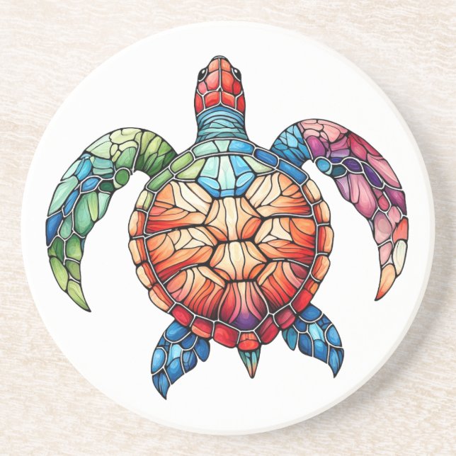 Stained Glass Sea Turtle Coaster (Front)