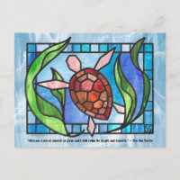 Stained Glass Sea Turtle Postcards