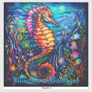 Stained Glass Seahorse Sticker