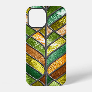 Stained glass seamless texture with leaf pattern, iPhone 12 case