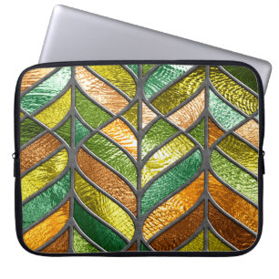 Stained glass seamless texture with leaf pattern,  laptop sleeve