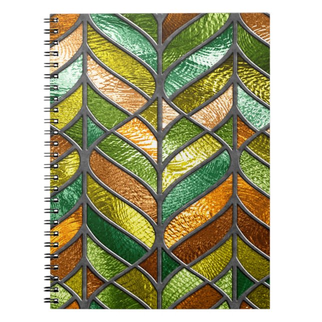 Stained glass seamless texture with leaf pattern,  notebook (Front)