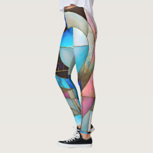 “Stained Glass Serenade” Colourful Abstract Art Leggings