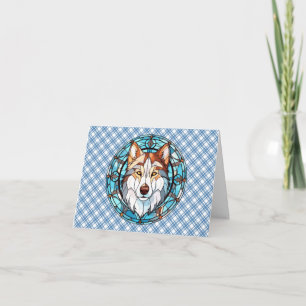 Stained Glass Siberian Husky Dog Thank You Card