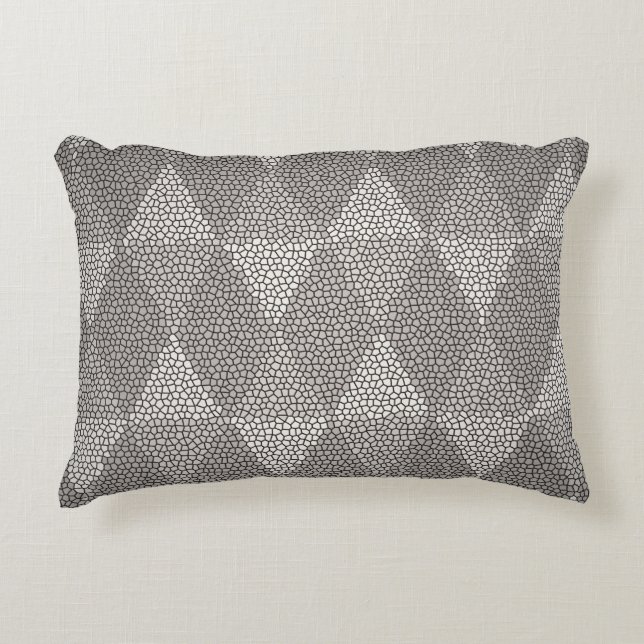 Stained Glass Silver Diamond Pattern Accent Pillow (Front)