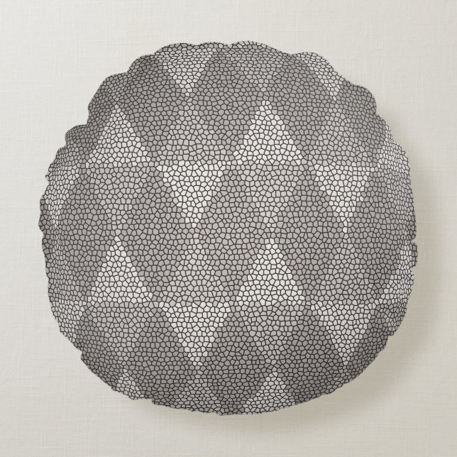 Stained Glass Silver Diamond Pattern Round Pillow (Front)