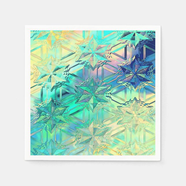 Stained glass snowflake colourful cute pastel napkin (Front)