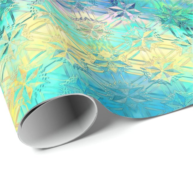 Stained glass snowflakes colourful cute wrapping paper (Roll Corner)