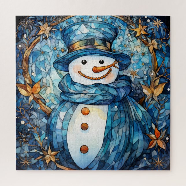 Stained Glass Snowman Puzzle (Vertical)