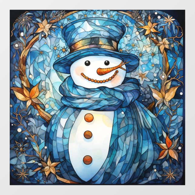 Stained Glass Snowman Window Cling (Sheet)