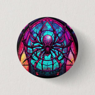 Stained glass spider 1 inch round button