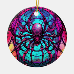 Stained glass spider ceramic ornament