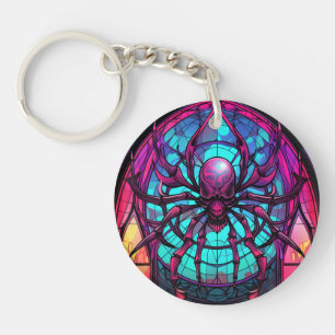 Stained glass spider keychain