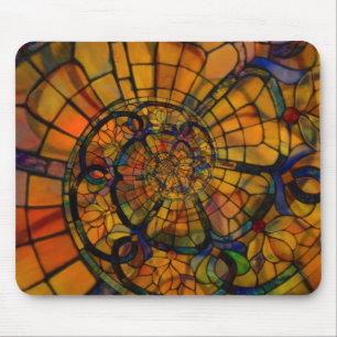 Stained Glass Spiral Mouse Pad