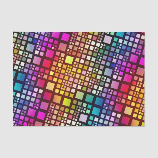 stained glass squares - vibrant rainbow :  tissue paper (Front)
