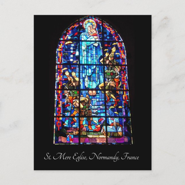 Stained Glass - St. Mere Eglise Postcard (Front)