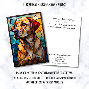 Stained Glass Style Animal Rescue Organization Thank You Card