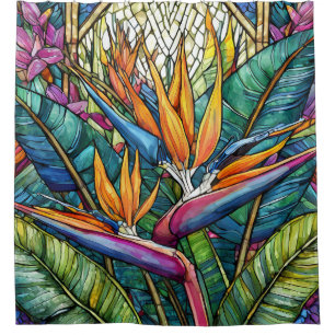 Stained glass style bird of paradise