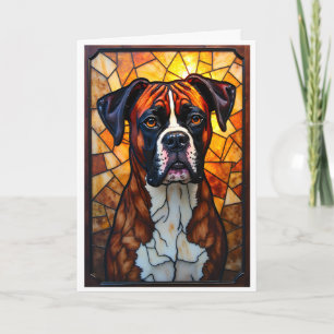 Stained Glass Style Boxer Dog  Card
