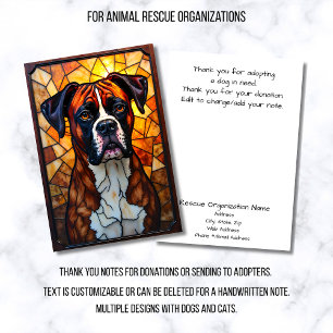 Stained Glass Style Dog Rescue Organization Thank You Card