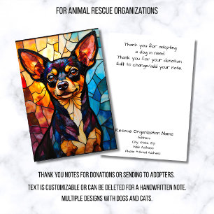 Stained Glass Style Dog Rescue Organization Thank You Card