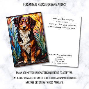 Stained Glass Style Dog Rescue Organization Thank You Card