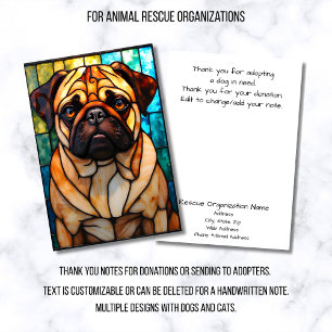Stained Glass Style Dog Rescue Organization Thank You Card