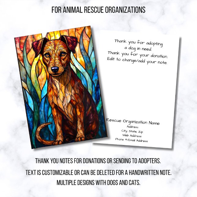 Stained Glass Style Dog Rescue Organization Thank You Card (Creator Uploaded)
