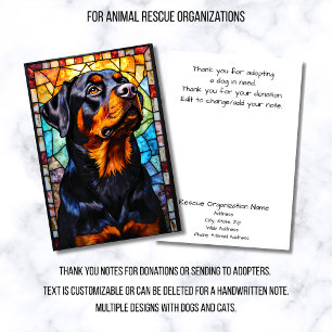 Stained Glass Style Dog Rescue Organization Thank You Card