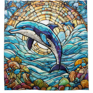 Stained glass style dolphin