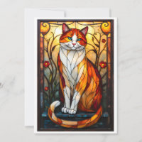 Stained Glass Style Handsome Orange Cat