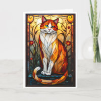 Stained Glass Style Handsome Orange Cat