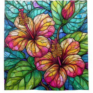 Stained glass style hibiscus