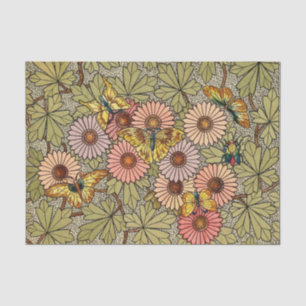 Stained glass style mosaic floral butterfly art tissue paper