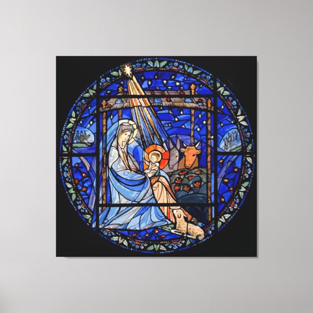 Stained Glass Style Nativity Canvas Print (Front)