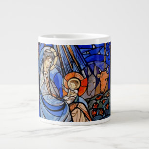 Stained Glass Style Nativity Large Coffee Mug