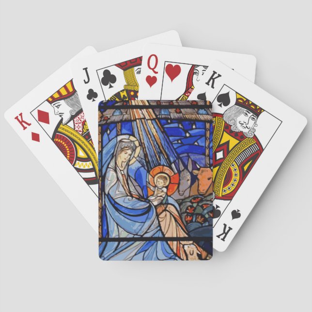 Stained Glass Style Nativity Playing Cards (Back)