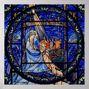 Stained Glass Style Nativity Poster