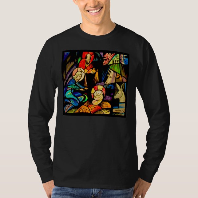 Stained Glass Style Nativity T-Shirt (Front)