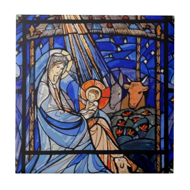 Stained Glass Style Nativity Tile (Front)