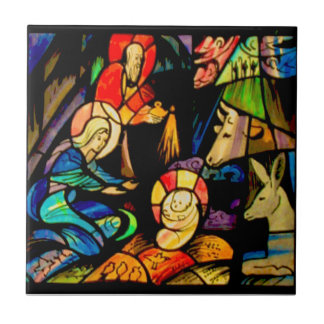 Stained Glass Style Nativity Tile