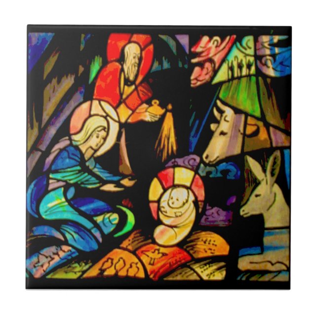 Stained Glass Style Nativity Tile (Front)
