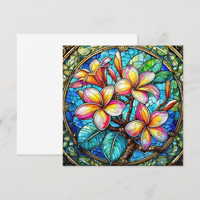 Stained glass style plumeria on orange (Front/Back)