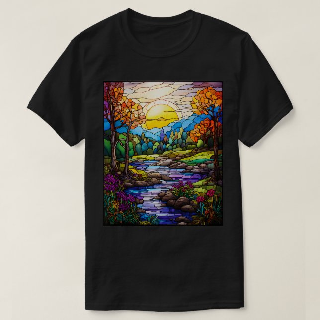 Stained Glass Style Shenandoah Valley  T-Shirt (Design Front)