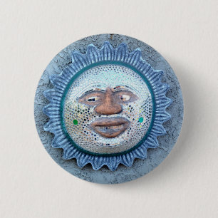 stained glass sun face button