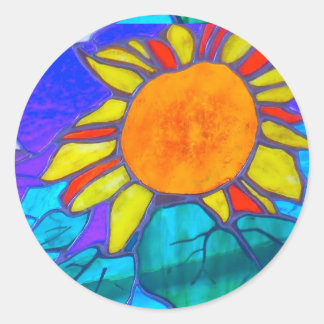 stained glass Sunflower sticker